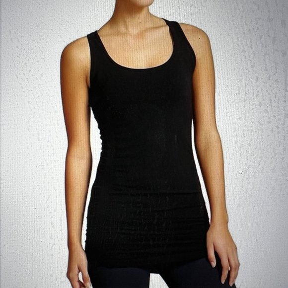 Like New Athleta Black Sleeveless Ruched & Seamed Tank Top Size Small - Picture 1 of 9
